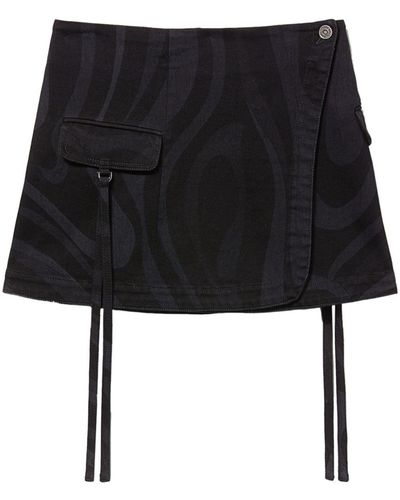 Emilio Pucci Printed Denim Skirt - Black