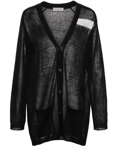 Yohji Yamamoto Semi-sheer Fine-knit Cardi-coat - Black