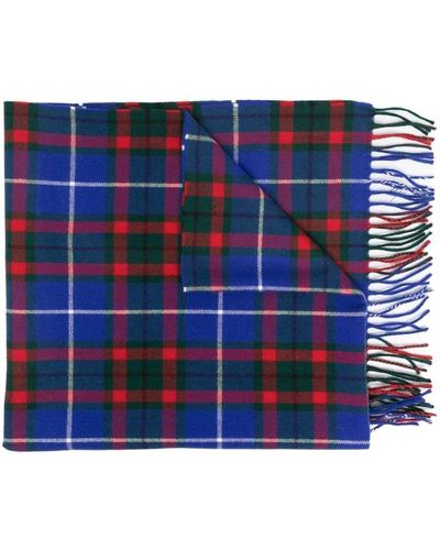 Marni Check-pattern Knitted Scarf - Blue
