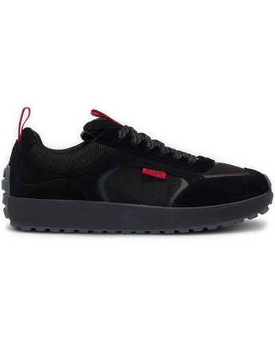 HUGO Panelled Suede Trainers - Black
