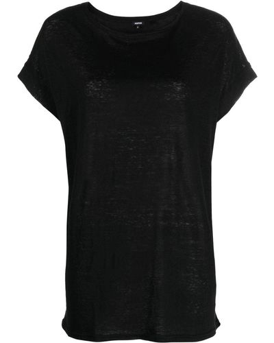 Aspesi T-shirt en lin à manches courtes - Noir