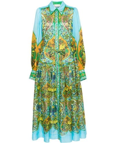 ALÉMAIS Midi-jurk Met Bloemenprint - Groen