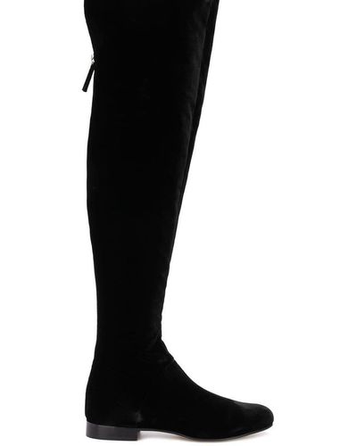 Alberta Ferretti Thigh-length Velvet Boots - Black