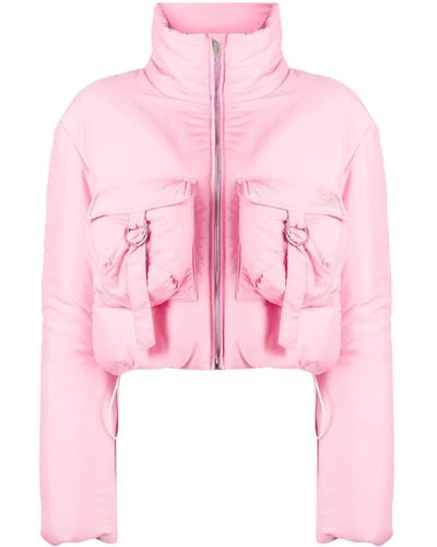 Blumarine Funnel-neck Cropped Puffer Jacket - Pink