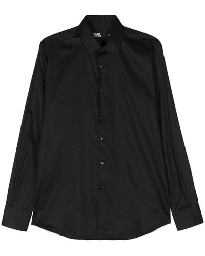 Karl Lagerfeld Classic-collar Poplin Shirt - Black