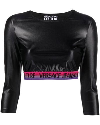 Versace Jeans Couture Logo Cropped Top - Black