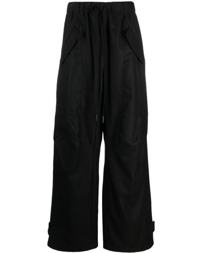 Andrea Ya'aqov Elasticated-waist Wool Wide-leg Pants - Black