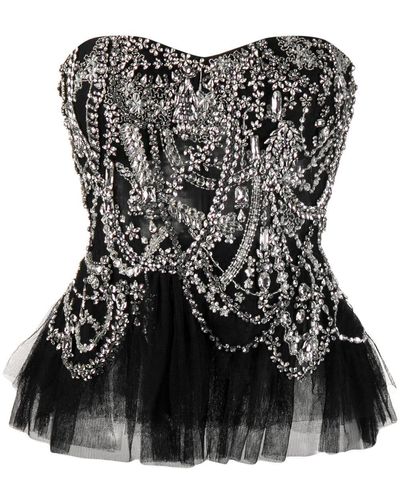 Alexander McQueen Crystal Embellished Corset - Black