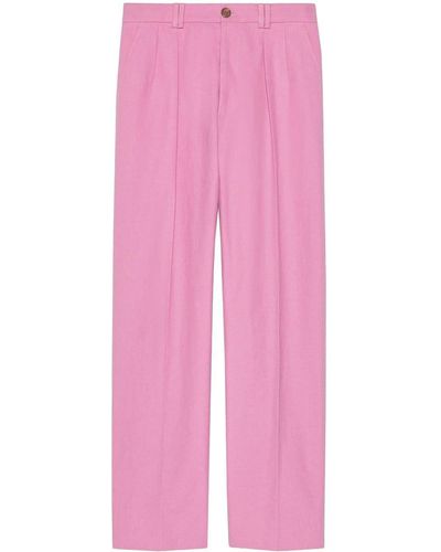 Gucci Pleat-detail Cotton Tailored Pants - Pink