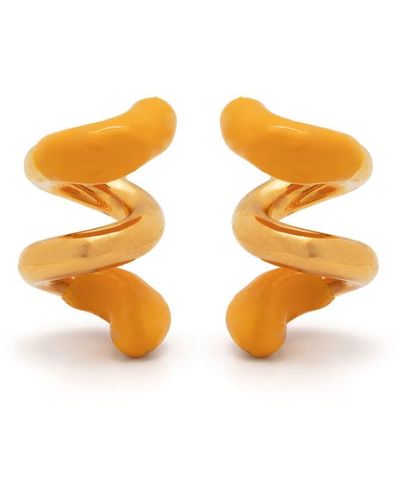 Sunnei Small Rubberized Curly Earrings - Orange