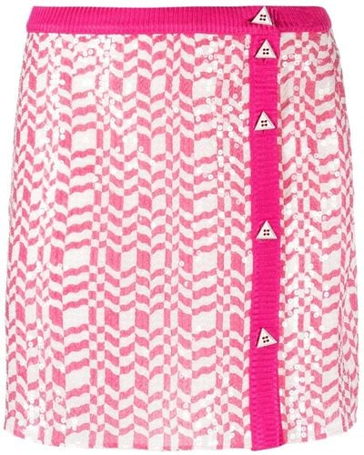 Missoni Geometric Print Silk Miniskirt With Sequins - Pink