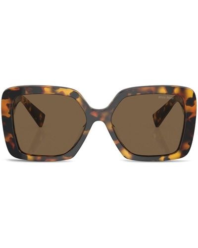 Miu Miu Tortoiseshell-effect Oversize-frame Sunglasses - Brown