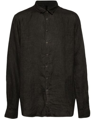 Poeme Bohemien Classic-collar Linen Shirt - Black