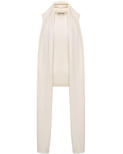 12 STOREEZ Asymmetric Wool-cashmere Top - White