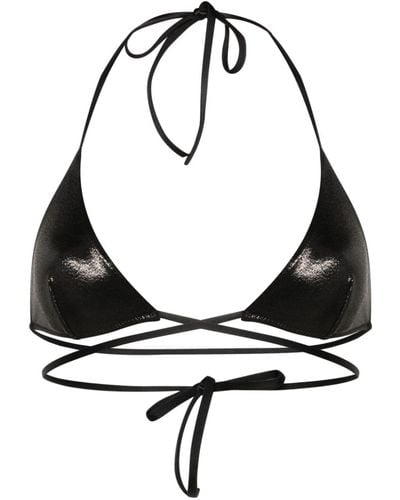 DSquared² Metallic Halterneck Bikini Top - Black