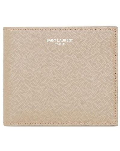 Saint Laurent Bi-fold Pebbled-leather Wallet - White