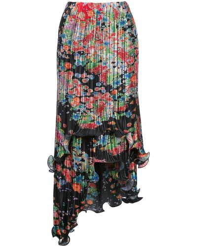 Givenchy Floral-print Plissé Asymmetric Skirt - Multicolour