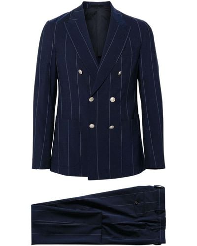Eleventy Pinstriped Double-breasted Suit - Blue
