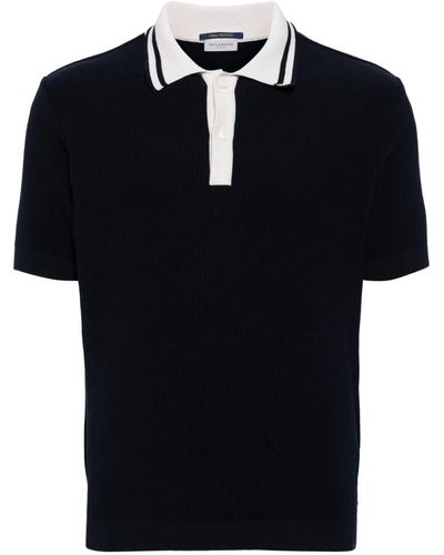 Paul & Shark Fine-Ribbed Cotton Polo Shirt - Black