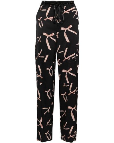 Pinko Pantalones anchos con estampado gráfico - Negro