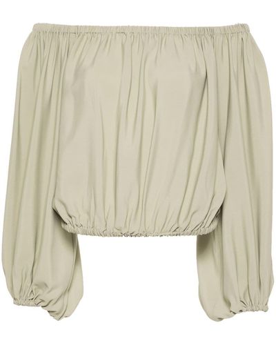FEDERICA TOSI Square-neck Elasticated Blouse - Natural