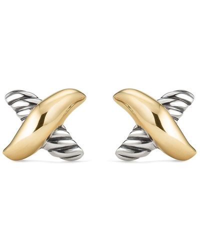 David Yurman 18kt Yellow Gold And Sterling Silver Petite X Stud Earrings - Metallic