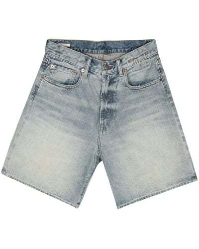 R13 Short en jean à patch logo - Bleu