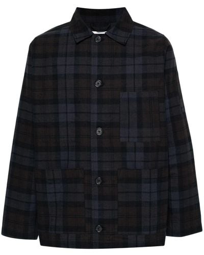 Universal Works Check-pattern Shirt Jacket - Black
