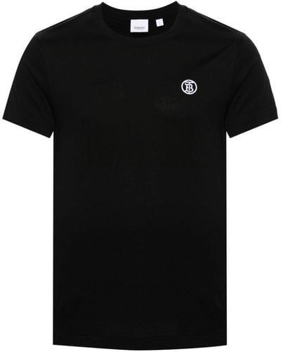 Burberry Camiseta con logo bordado - Negro