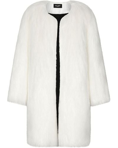 Dolce & Gabbana Midimantel aus Faux Fur - Weiß