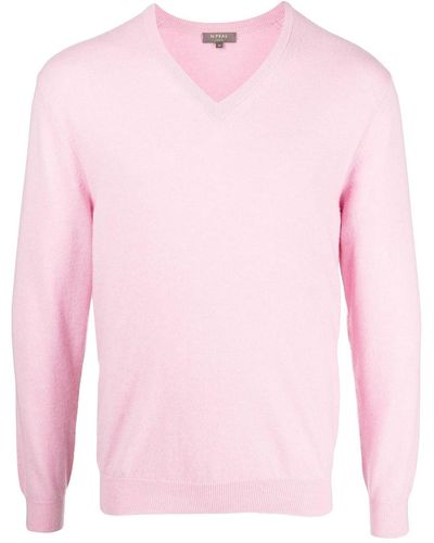 N.Peal Cashmere V-neck Cashmere Sweater - Pink