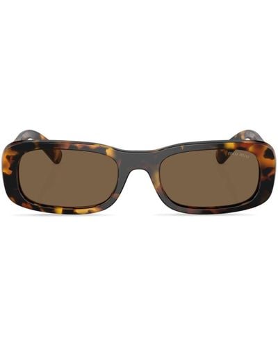 Miu Miu Tortoiseshell-effect Rectangle-frame Sunglasses - Brown