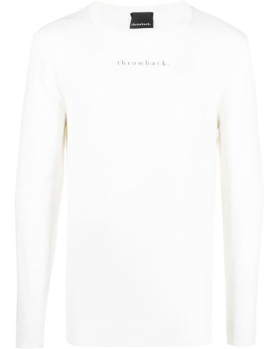 Throwback. Graphic-print Merino-blend Sweater - White