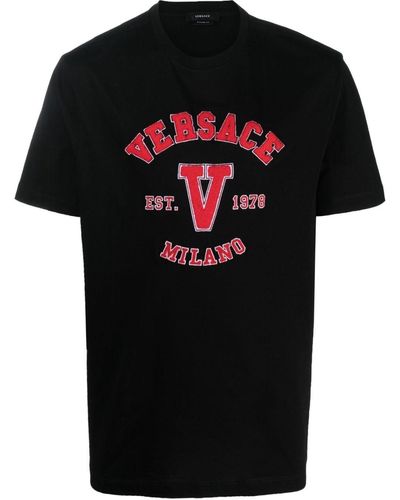 Versace ロゴアップリケ Tシャツ - ブラック