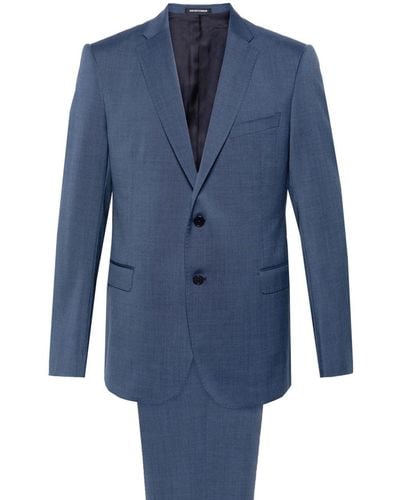 Emporio Armani ウール シングルスーツ - ブルー