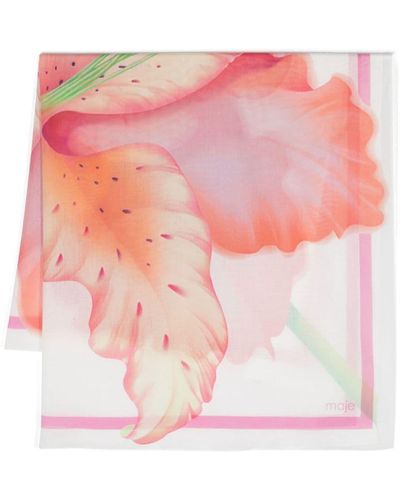 Maje Schal mit Blumen-Print - Pink