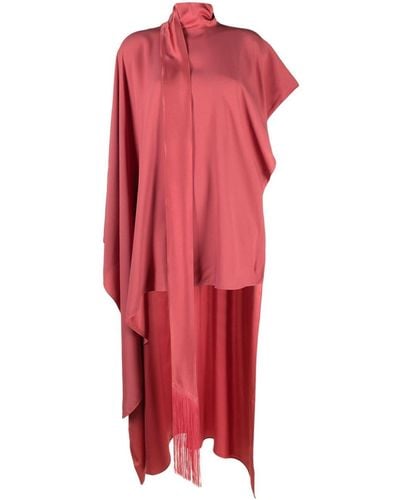 ‎Taller Marmo Attached-scarf Asymmetric Kaftan Dress - Red