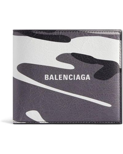 Balenciaga Bi-fold Camouflage-print Leather Wallet - White
