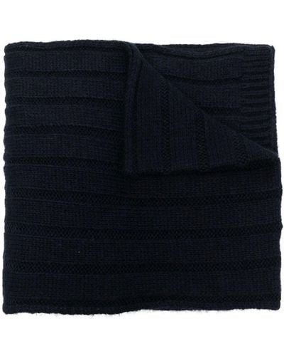 Tommy Hilfiger Logo-embroidered Rib-knit Scarf - Blue