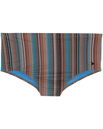 Amir Slama X Mahaslama Logo-plaque Striped Swim Shorts - Blue