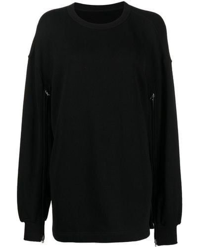 Yohji Yamamoto Zip-detail Cotton Sweatshirt - Black