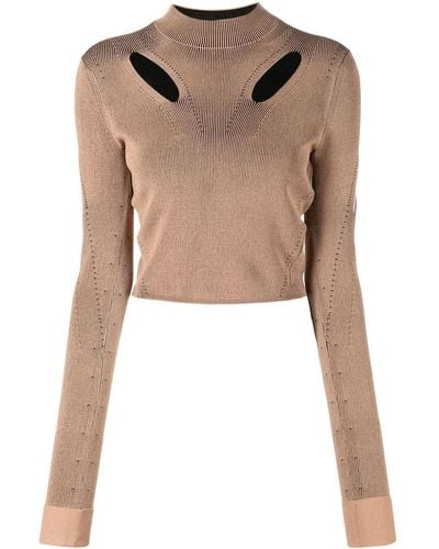 Dion Lee Cut-out Detail Long-sleeved Sweater - Natural