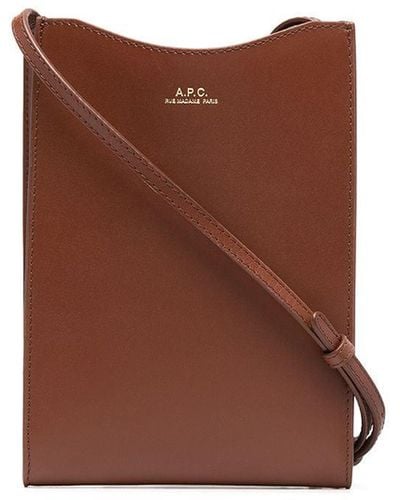 A.P.C. Jamie Leather Crossbody Bag With Logo Woman - Brown