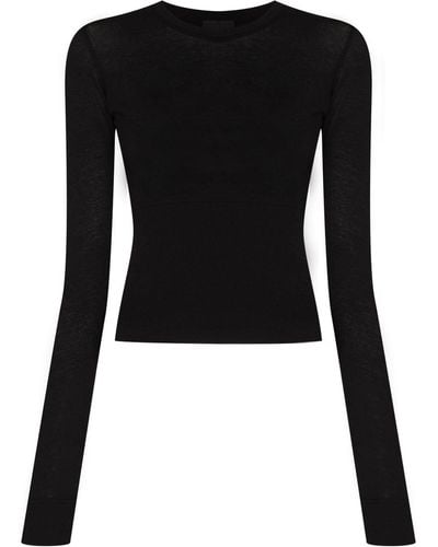 Wardrobe NYC Top corto ajustado con cuello redondo - Negro