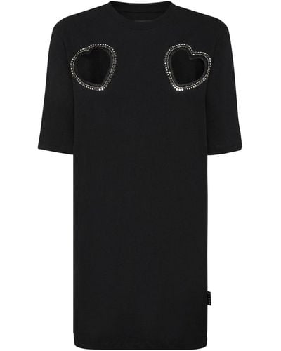 Philipp Plein Cut-out Cotton T-shirt Dress - Black