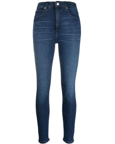 Calvin Klein Taillenhohe Skinny-Jeans - Blau