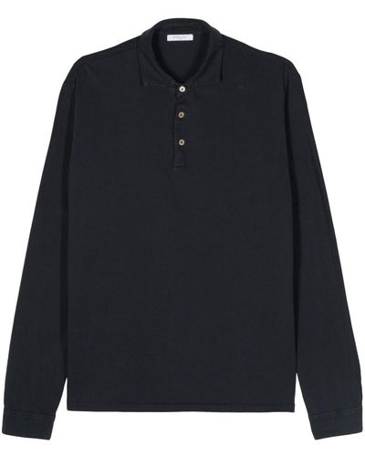 Boglioli Long-sleeve Cotton Polo Shirt - Black