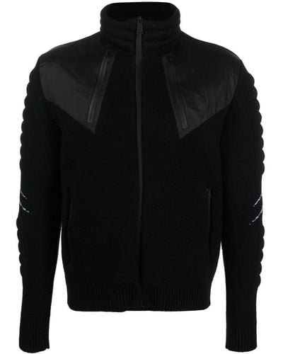 Philipp Plein Intarsia-knit Logo Wool-blend Jacket - Black