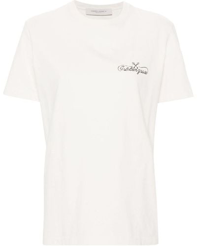 Golden Goose T-Shirt mit Logo-Print - Weiß