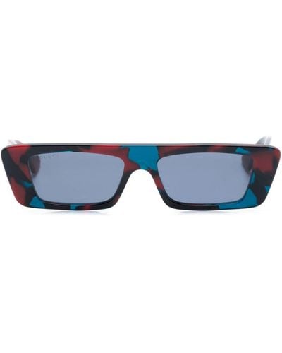 Gucci Tortoiseshell Rectangle-frame Sunglasses - Blue